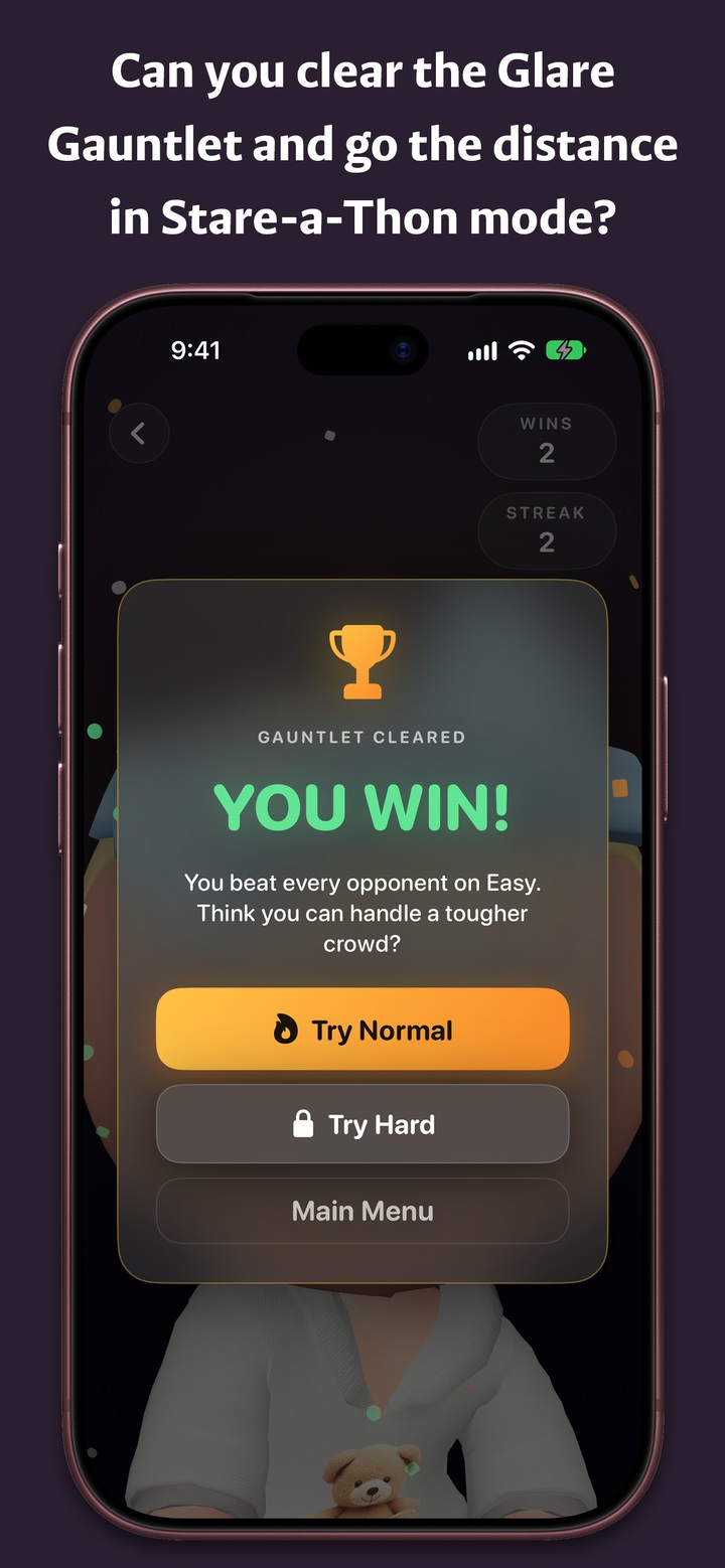 The Gauntlet Cleared screen offering Normal and Hard difficulty