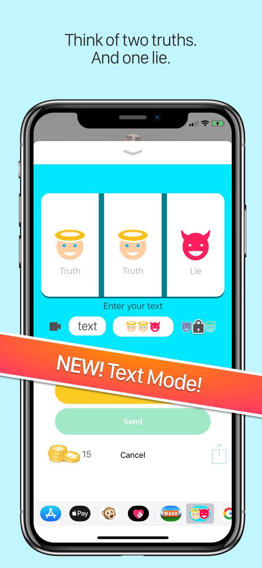 Text mode with cards for Truth, Truth and Lie